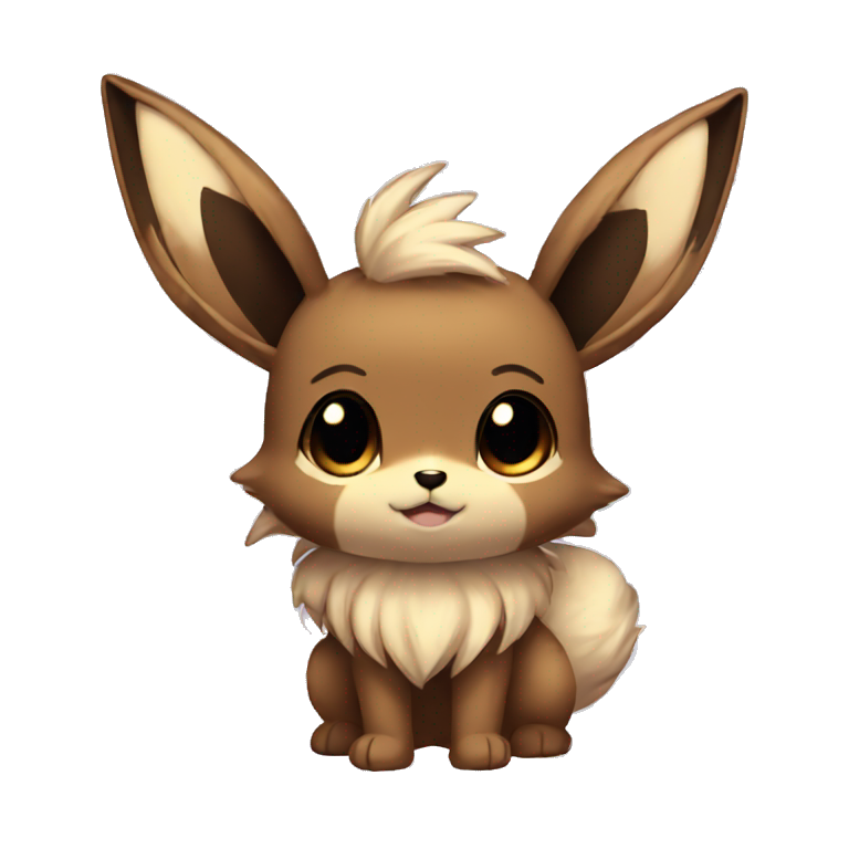 Kawaii Pale Eevee with dark brown long emo hair covering her eyes Full ...