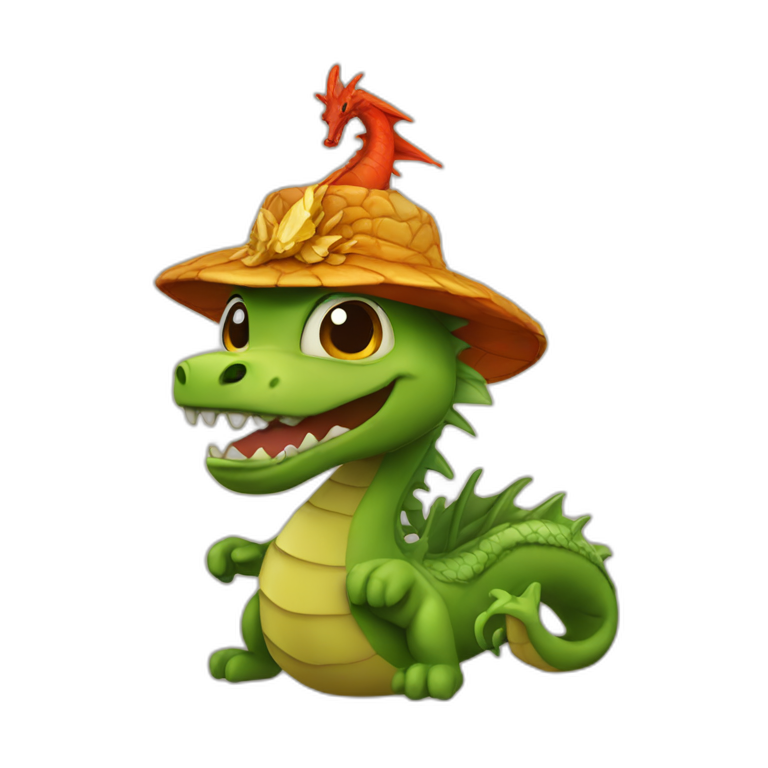 Dragon with hat | AI Emoji Generator