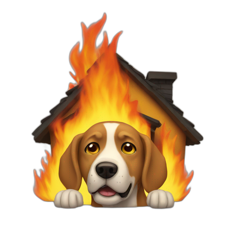 igloo this is fine fire burning dog | AI Emoji Generator