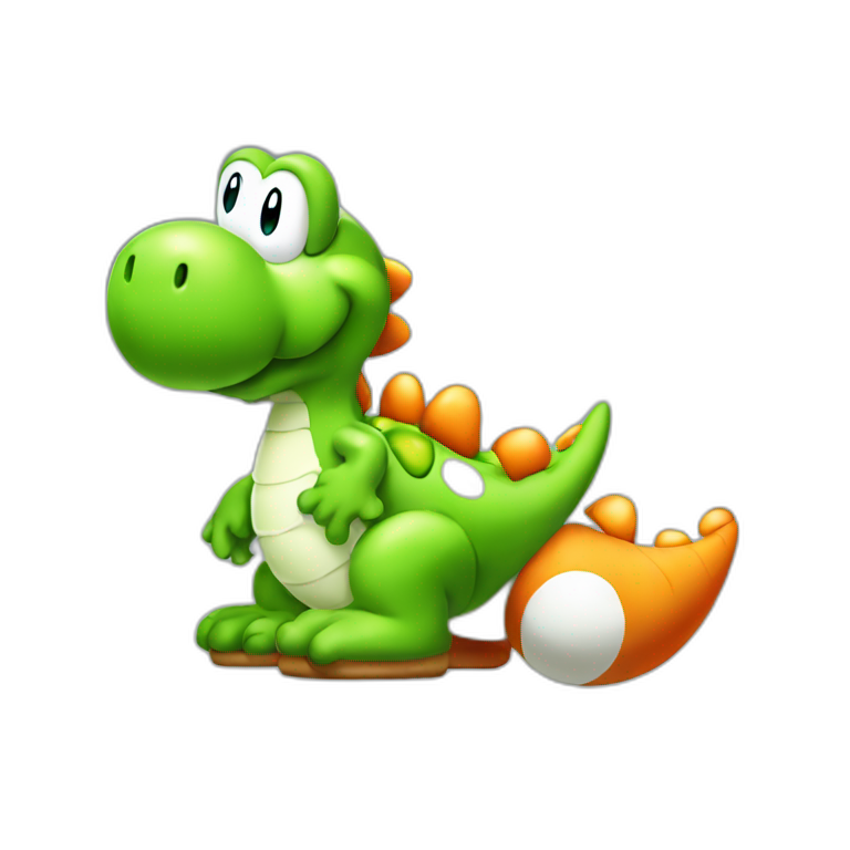 Yoshi From Mario Sitting With Red Shoes On 