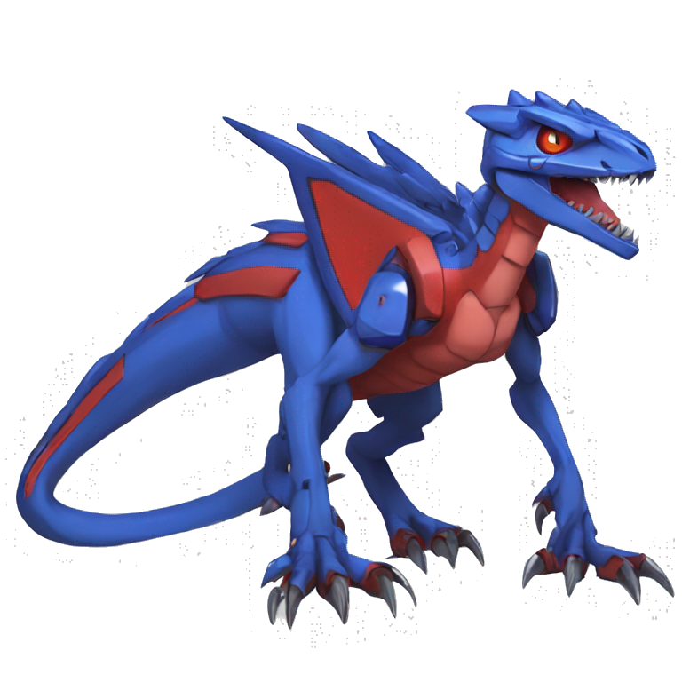 Cool Edgy Red Blue Digimon-Fakemon-Guilmon-Dragon-Mecha full body | AI ...