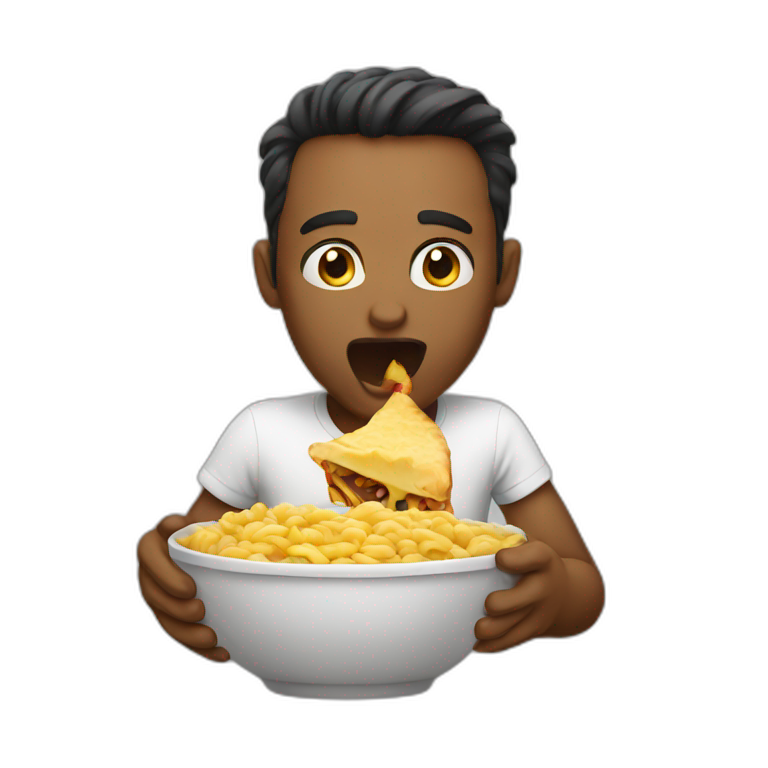 hungry boy eating a slice | AI Emoji Generator