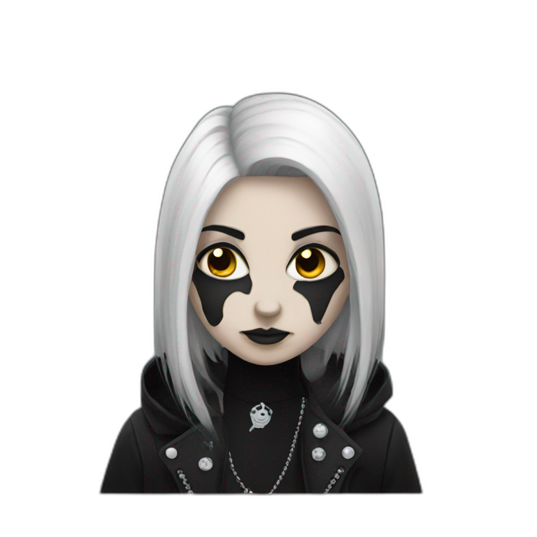 Goth with goth makeup and mullet side view | AI Emoji Generator