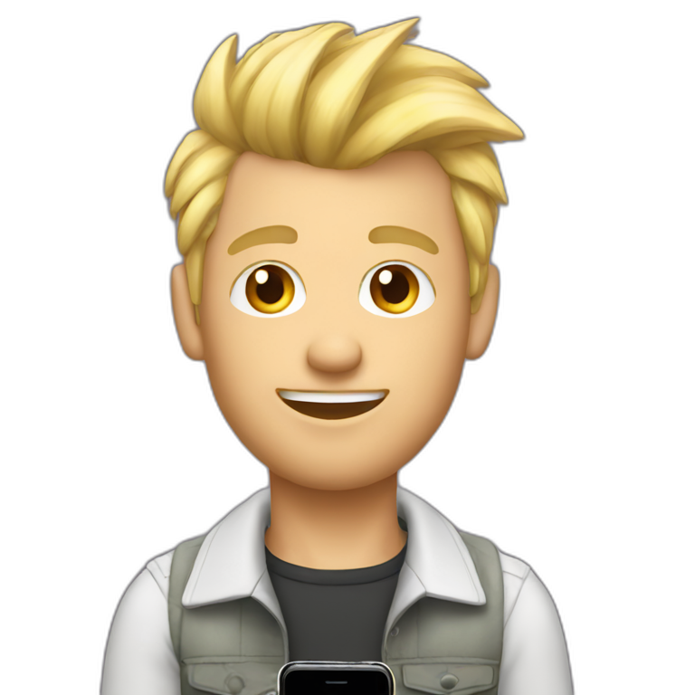 Man wearing Apple logo shirt with blonde faux hawk hair working in QA ...