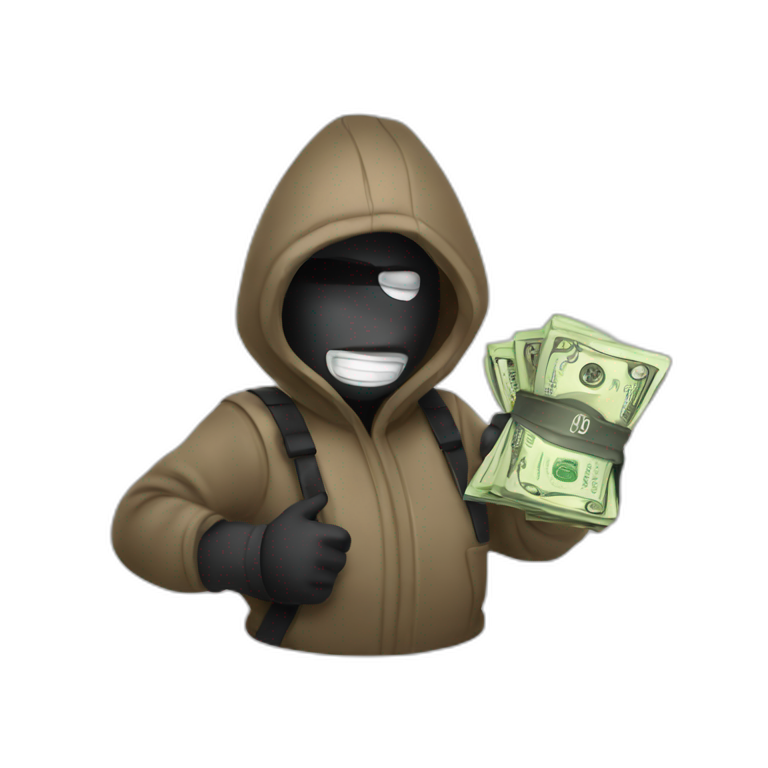 robber running to the left holding a black sack | AI Emoji Generator