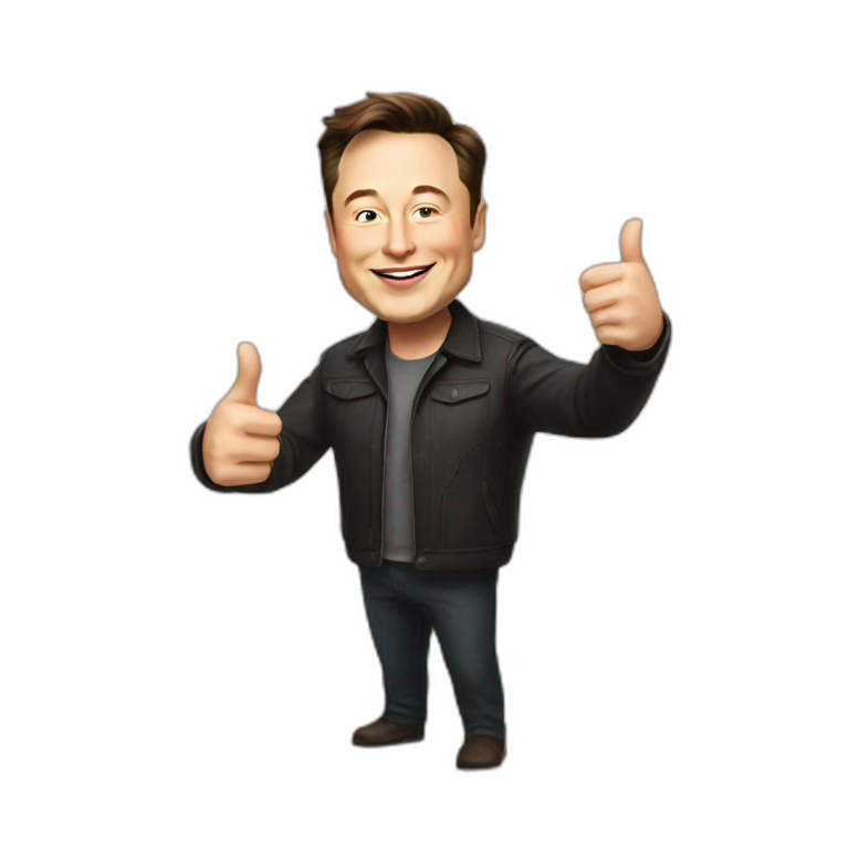 Elon musk smiling thumbs up | AI Emoji Generator