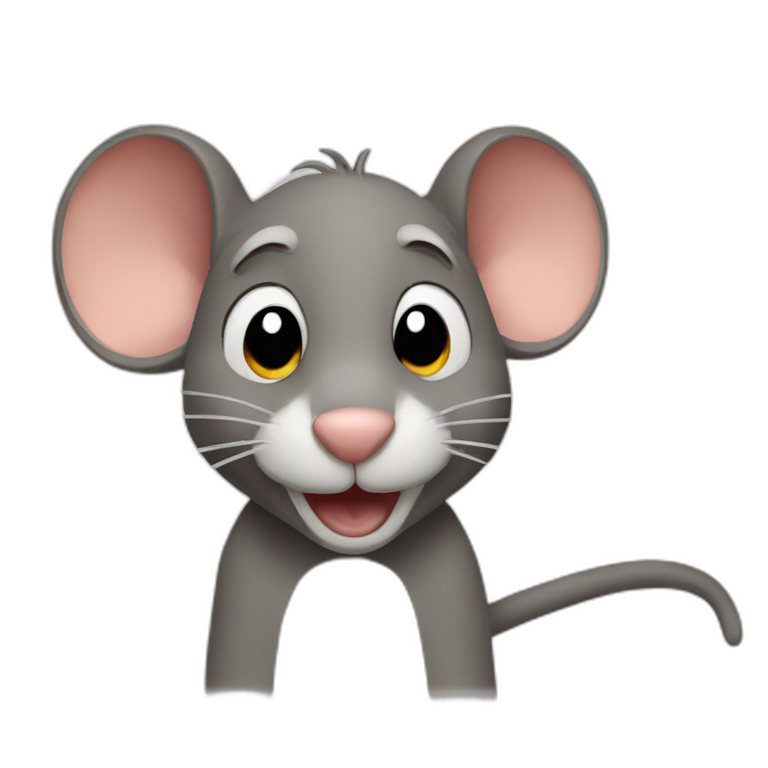 Old Grey Jerry Mouse Potrait With White Moustache, Big Black Hat, And 