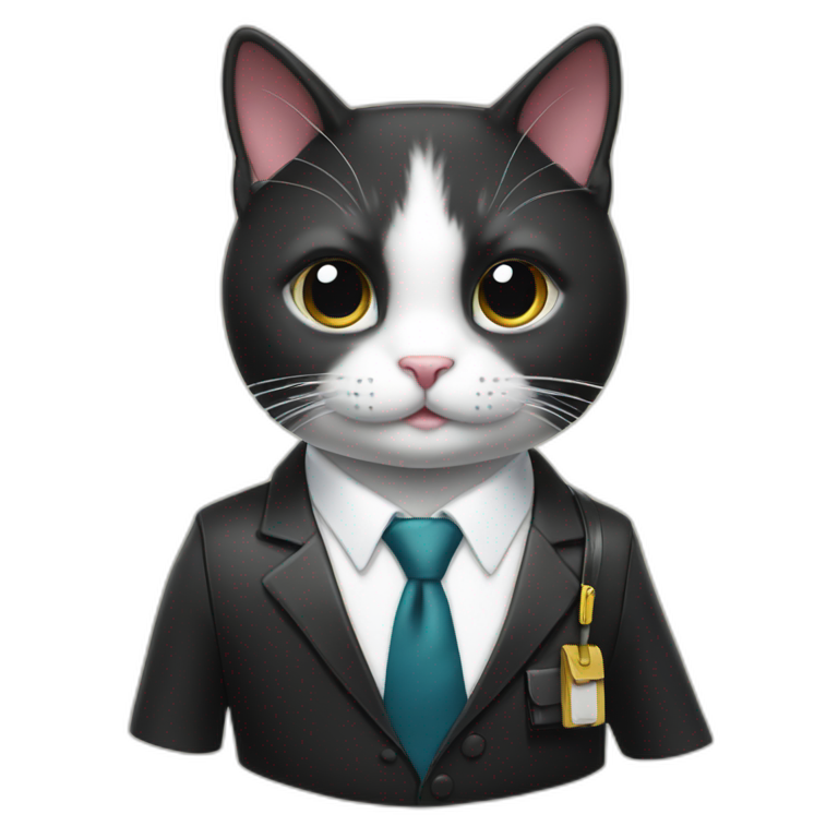 Tuxedo cat in a suit with briefcase | AI Emoji Generator