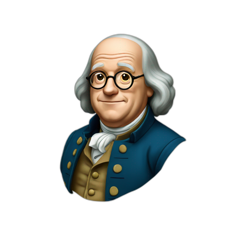 benjamin franklin with an arm up closed realistic | AI Emoji Generator