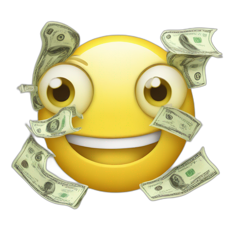 man with dollar signs for eyes | AI Emoji Generator