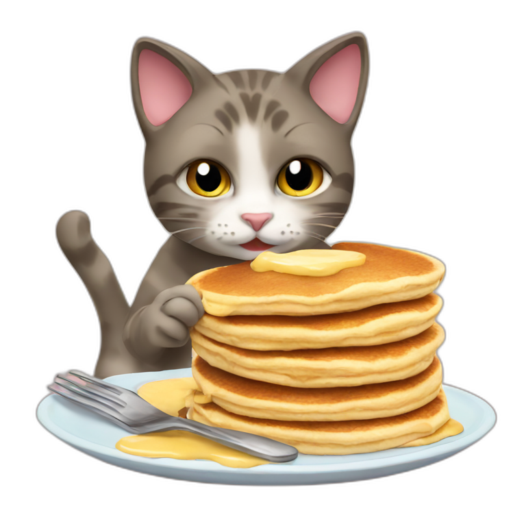 cat eating pancakes | AI Emoji Generator