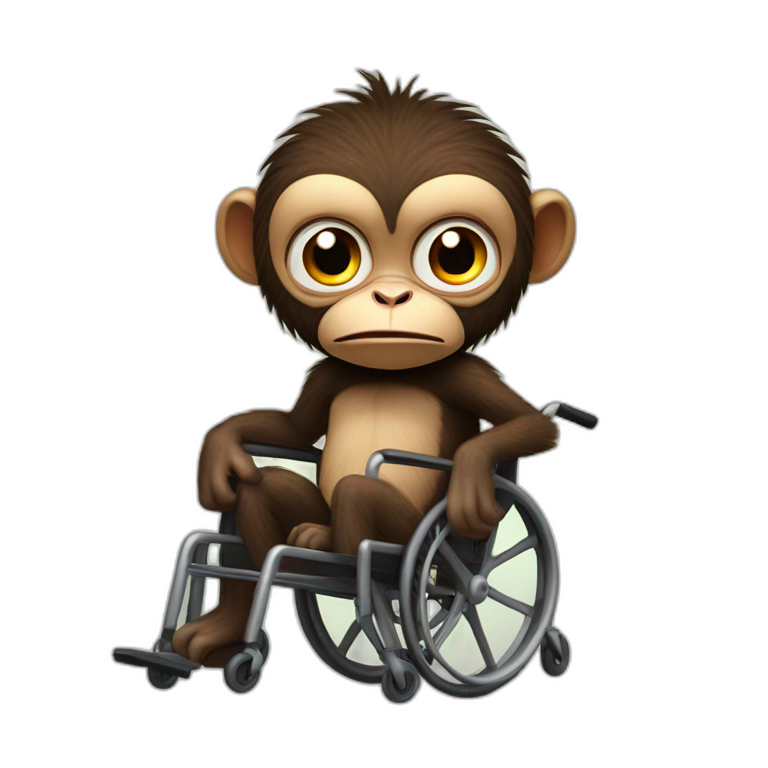 cute small monkey with glasses in electric wheelchair | AI Emoji Generator