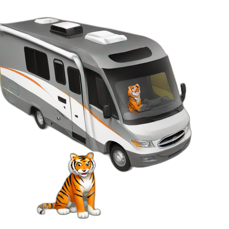 Clemson-tiger-driving-a-class-a-rv | AI Emoji Generator