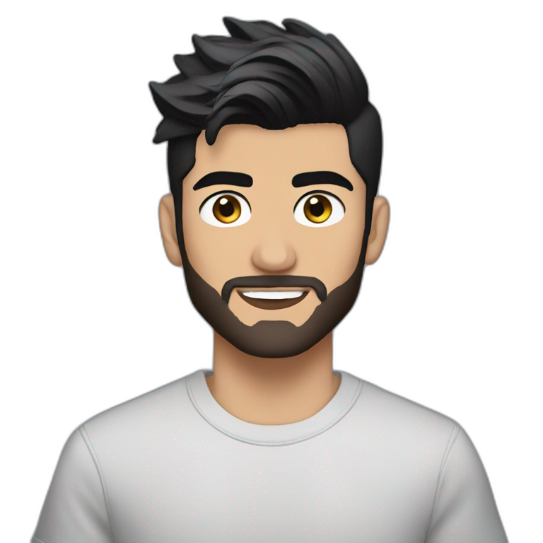 zayn malik with spectacles and beard with laptop | AI Emoji Generator