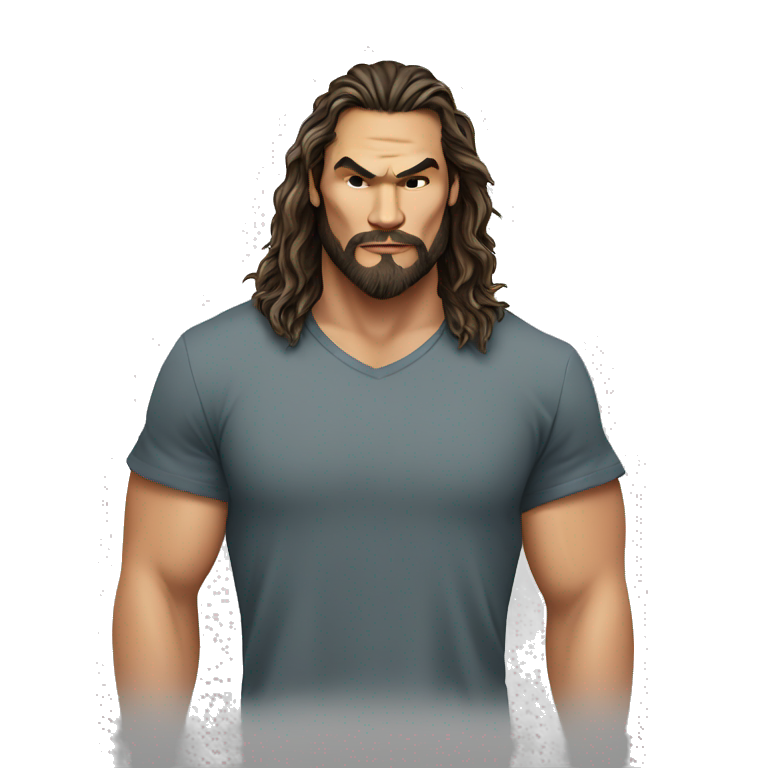 realistic jason momoa wearing tee | AI Emoji Generator