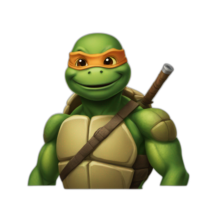 Ninja turtle eating pizza | AI Emoji Generator