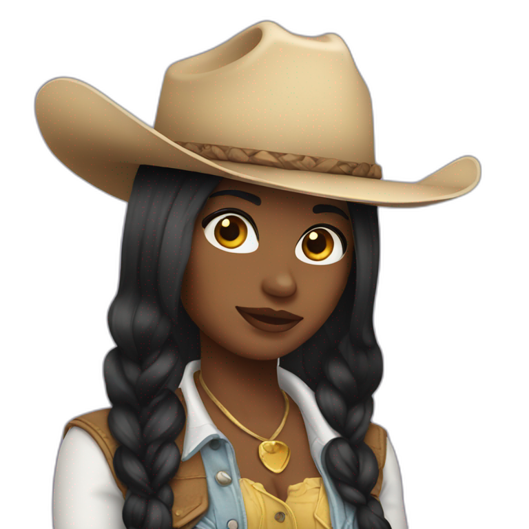 cowgirl straight black hair | AI Emoji Generator