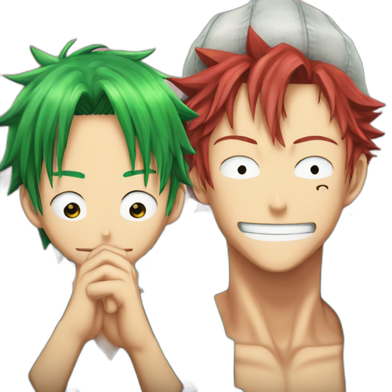 Shanks red haired guy from One Piece and Zoro Green Haired guy