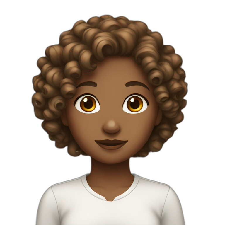 giraffe body but head of a white girl with brown curly hair | AI Emoji