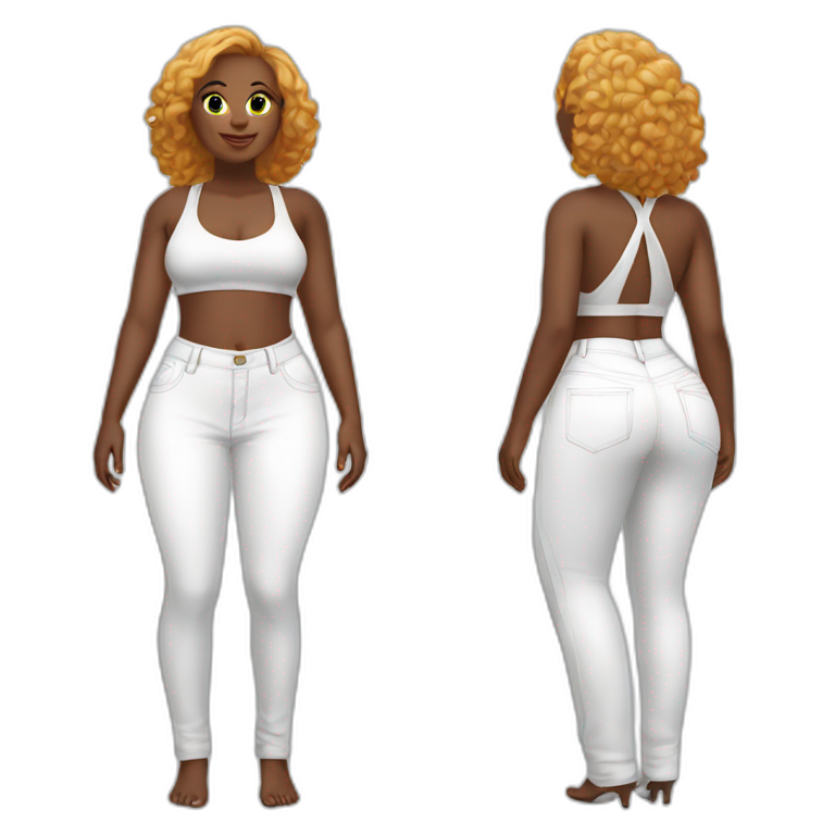 Full Body Curvy Beauty In A White Bikini Both Sides Ai Emoji Generator 3027