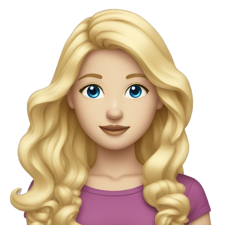 Pretty Blonde Girl With Blue Eyes Light Pink Lips And Very Blonde Straight Hair Ai Emoji Generator