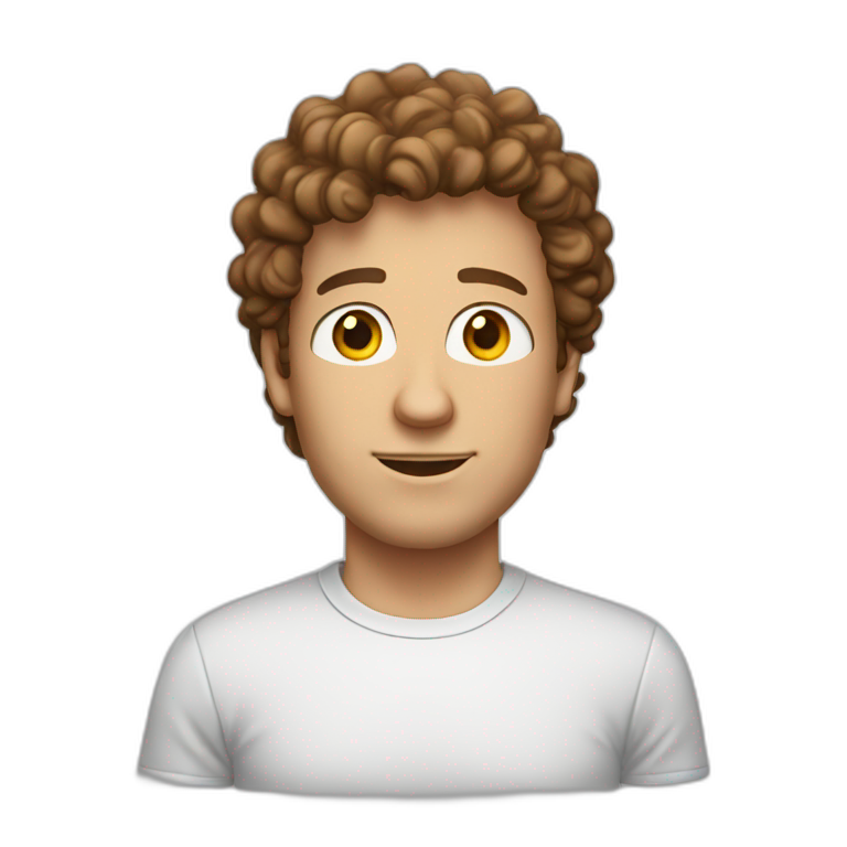 White man with short brown curly hair fade haircut | AI Emoji Generator