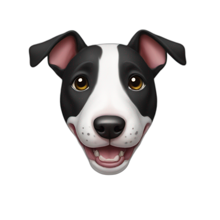 White bull terrier with black right ear | AI Emoji Generator