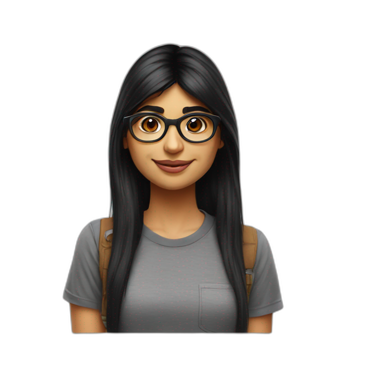 Mia Khalifa with a braid cute smile | AI Emoji Generator