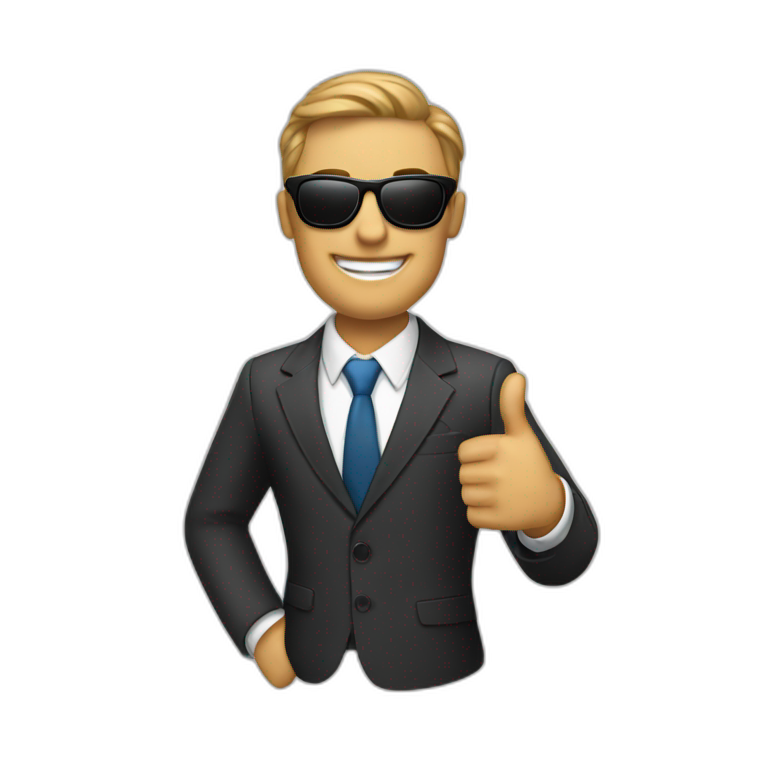 thumbs up man in suit with sunglasses] | AI Emoji Generator