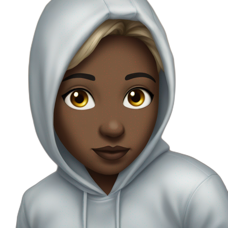 dark-skinned girl sitting profile | AI Emoji Generator