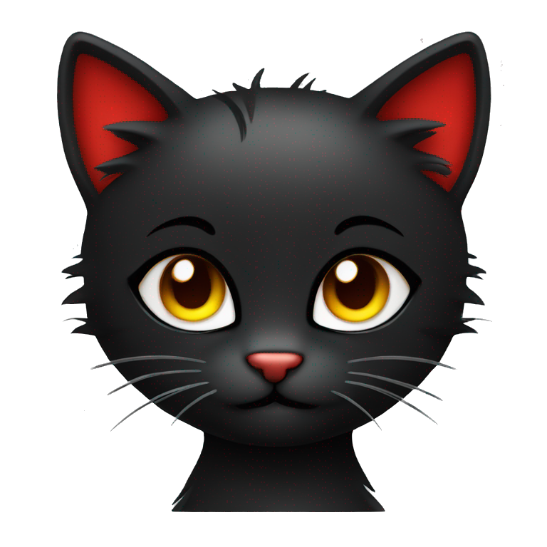 Edgy Black Cat with Long Emo Hair with Red Streaks | AI Emoji Generator