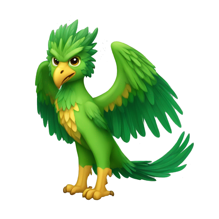 Full-body green gryphon with wolf-body with a beak for its mouth and ...