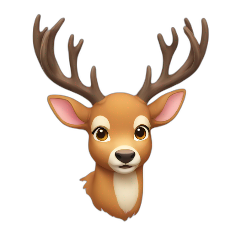 Anime girl deer horns pale skin black coat brown hair