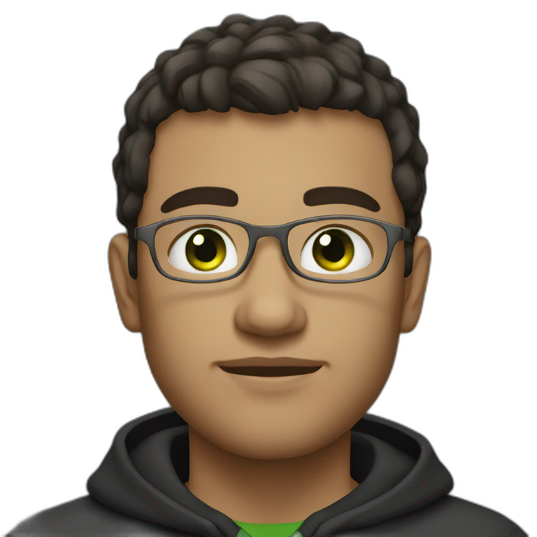 programmer with curly fade haircut green eyes | AI Emoji Generator