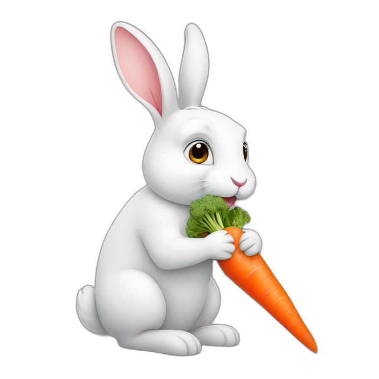 a blond dwarf rabbit with a carrot | AI Emoji Generator