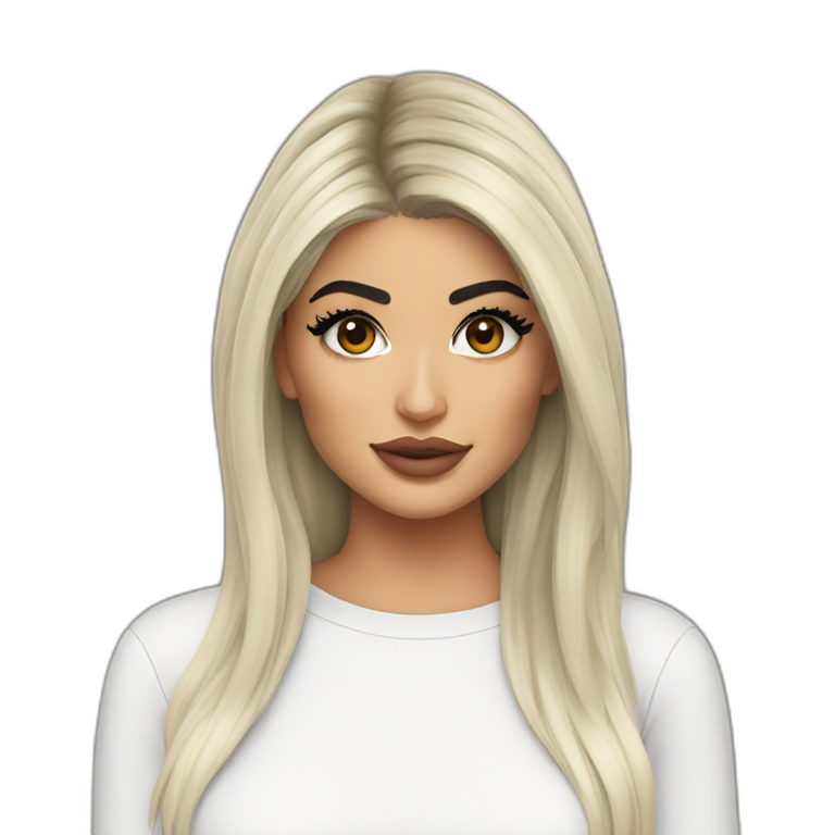 kylie jenner with brown and long hair | AI Emoji Generator