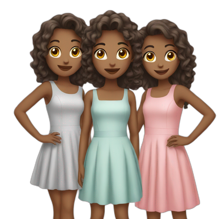 Three girls with brown hair | AI Emoji Generator