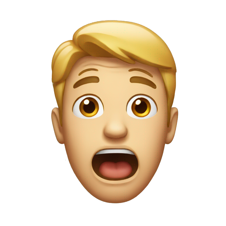 in the style of apple emoji’s a full face shocked emoji with a blue ...