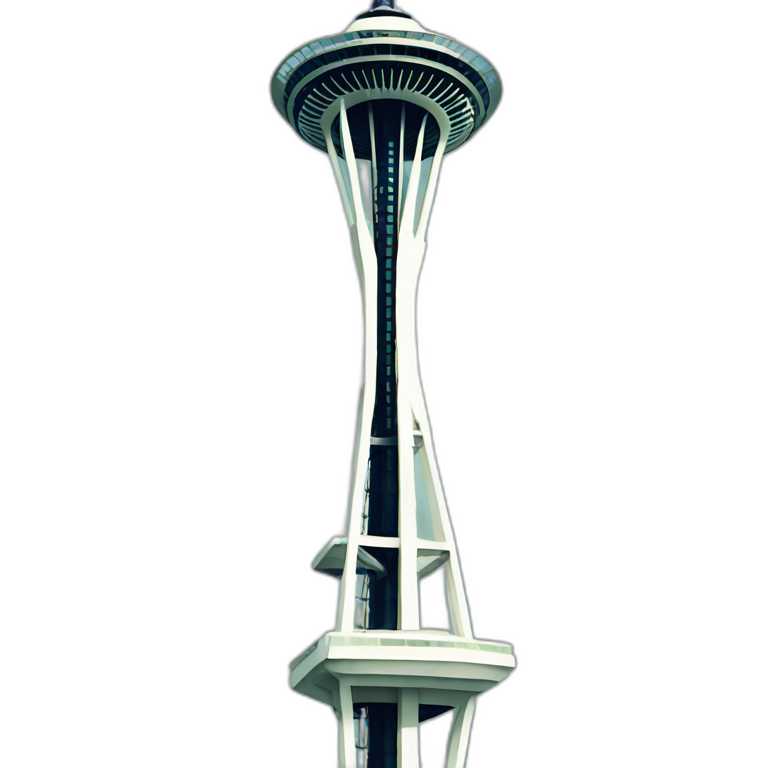 Simplified Seattle space needle, bold, 3d, cartoon style, 🗽, iconic ...