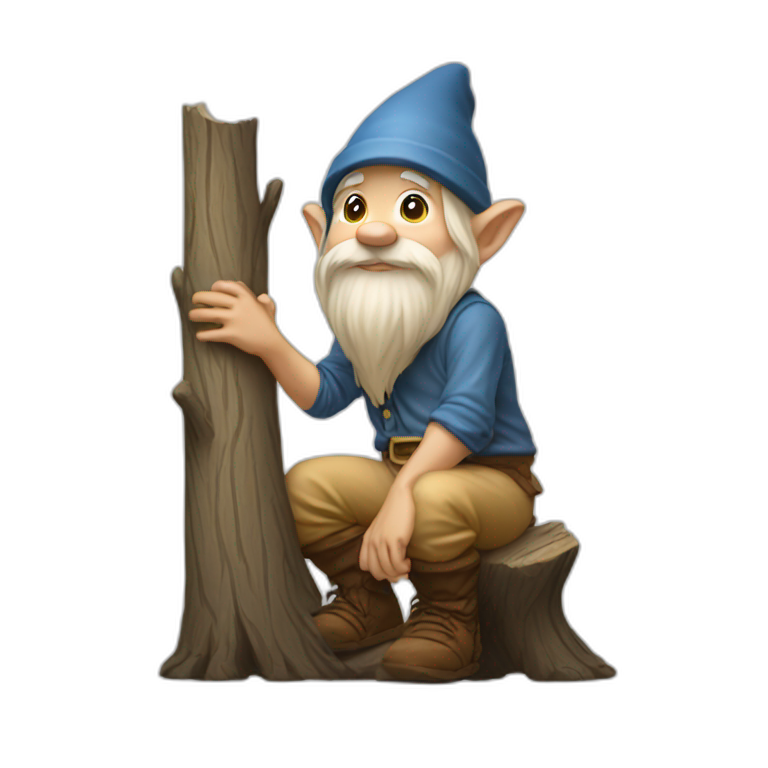 Side View Of Gnome With Light Tan Pants And Light Tan Boots Squatting