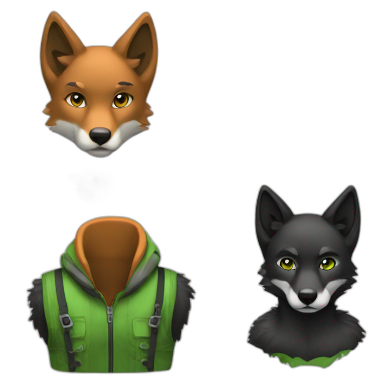 Wolf and fox snuggling | AI Emoji Generator