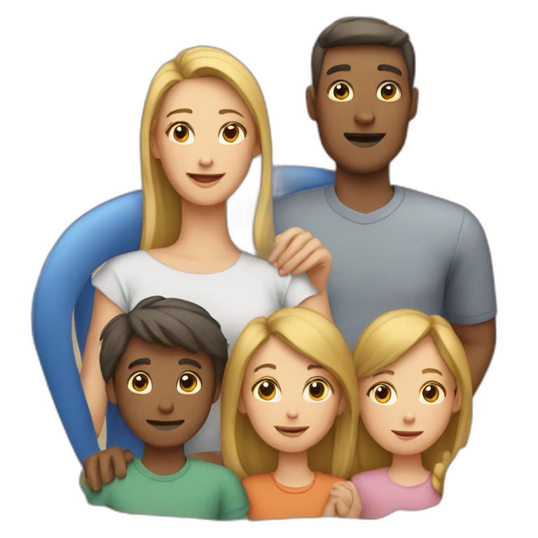 Father mother with four sons | AI Emoji Generator