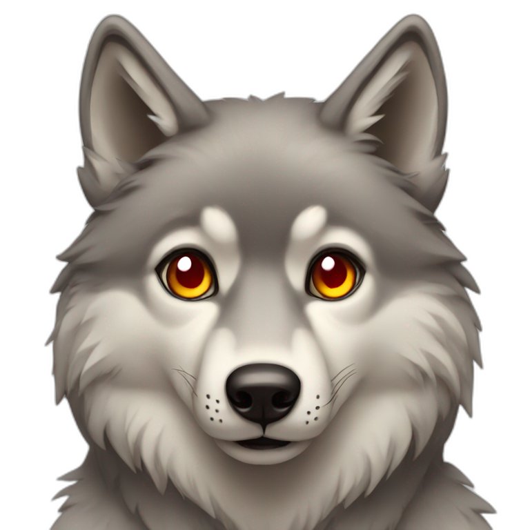 Copper Wolf with green eyes | AI Emoji Generator