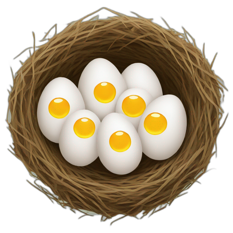 several whole eggs in a bird's nest | AI Emoji Generator