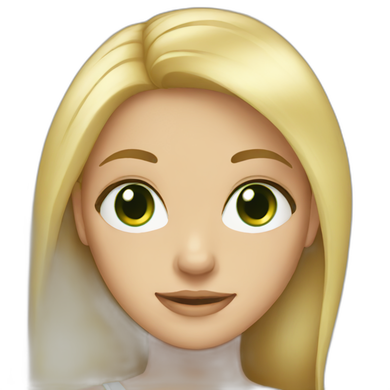 girl white green eyes long hair non blond | AI Emoji Generator