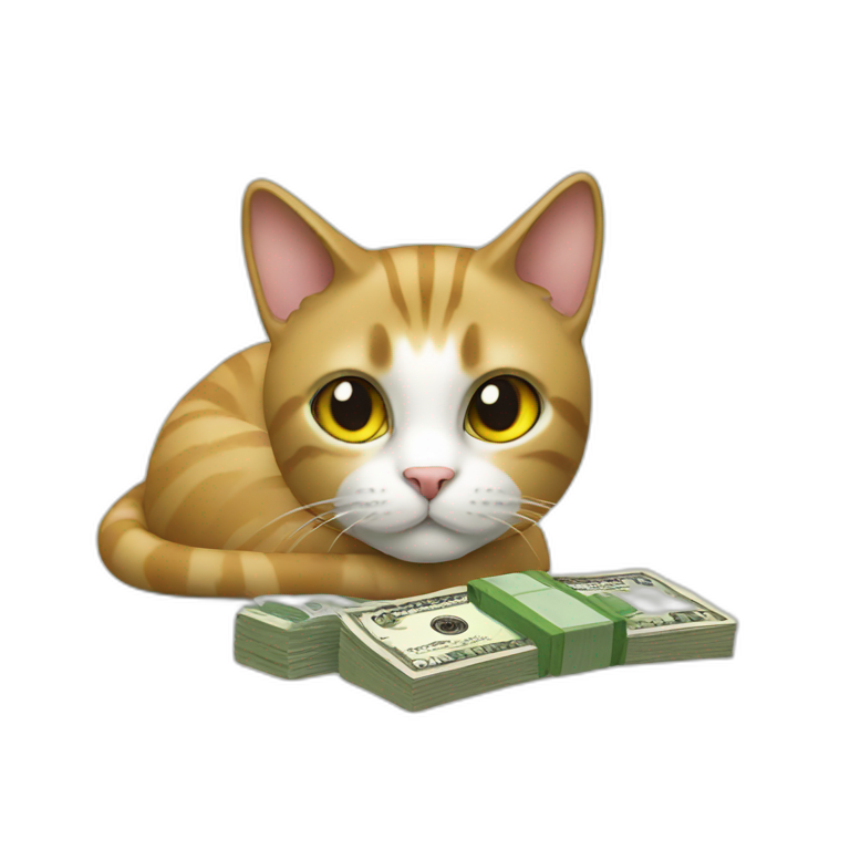 Cat with red suits and money | AI Emoji Generator