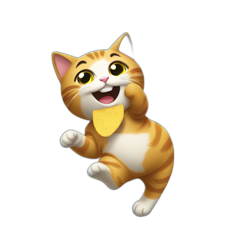 cat eating chips while dancing | AI Emoji Generator