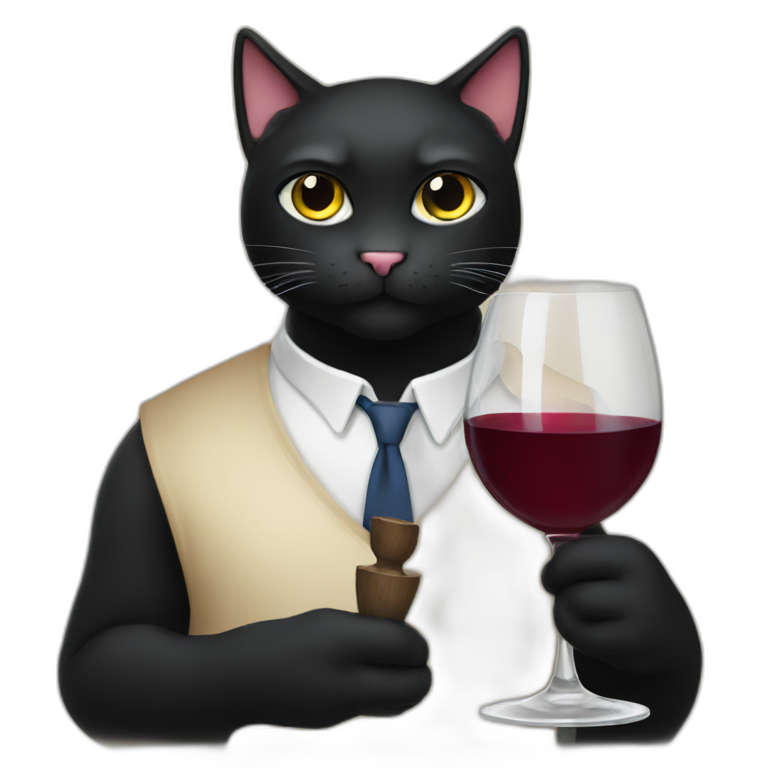 orange cat holding a glass of wine