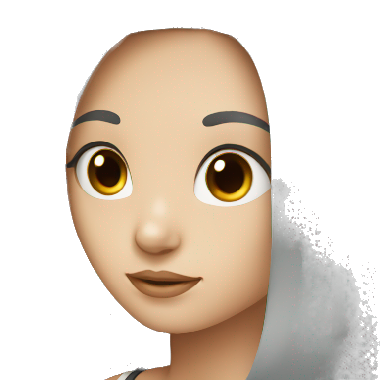 girl with brown bob and fair skin with laptop and coffee | AI Emoji ...