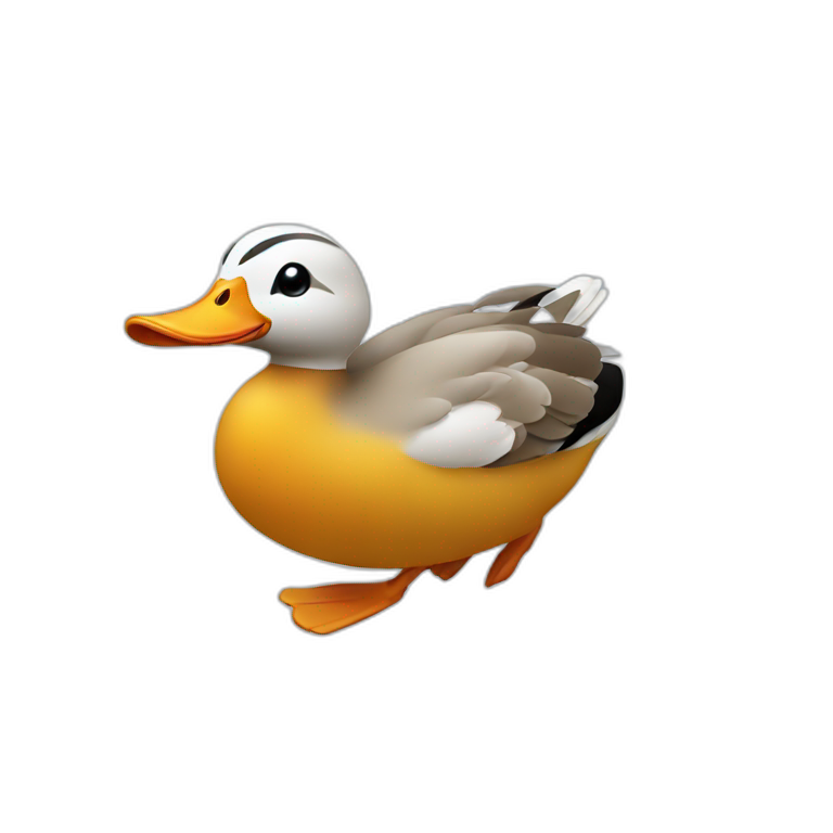 Duck with a knife running after a wall street banker | AI Emoji Generator